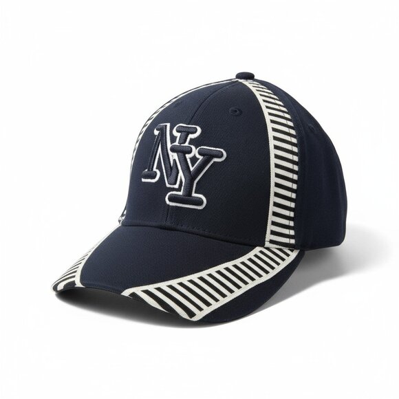 NY Black & White Baseball Cap – Adjustable Embroidered Logo Hat - Picture 1 of 5